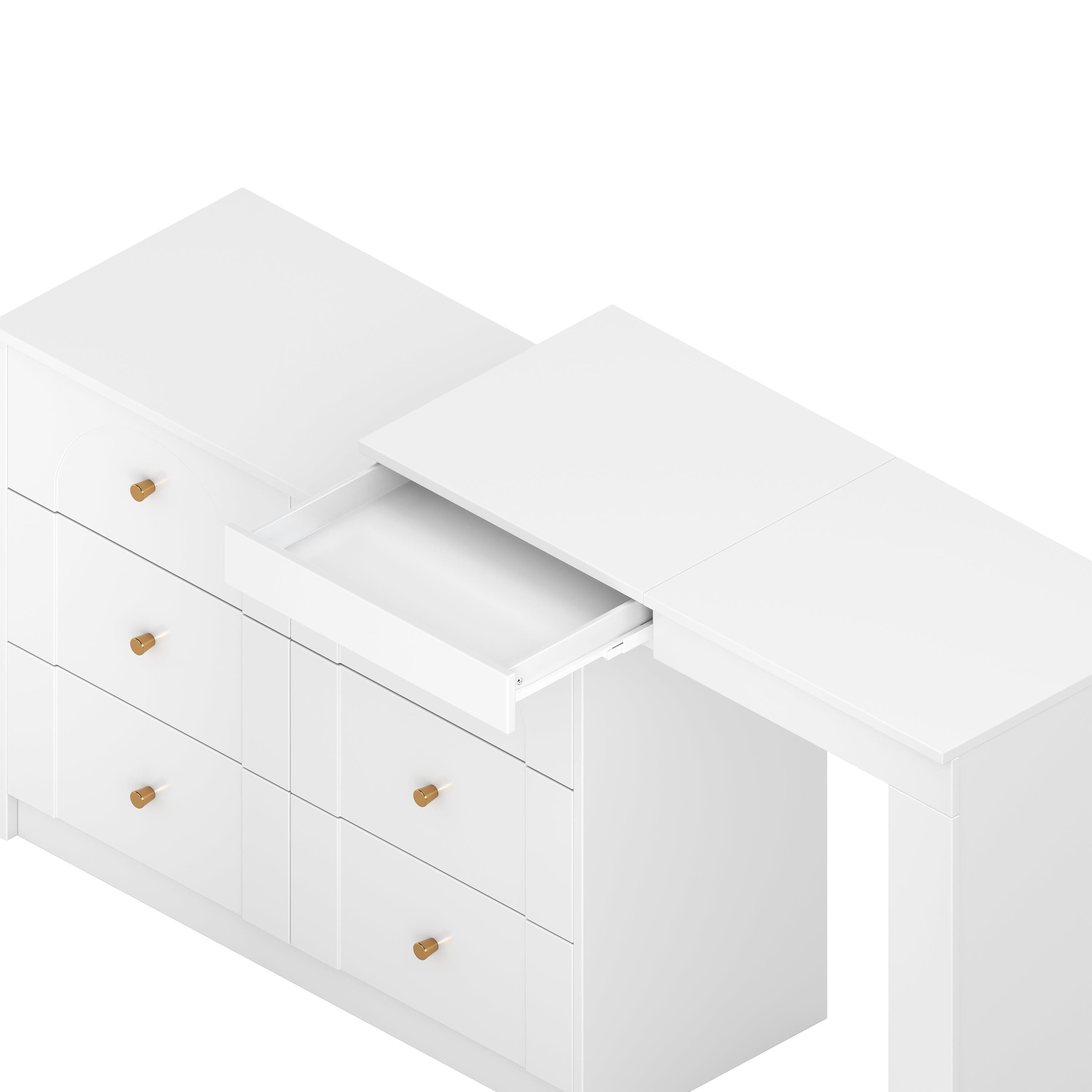 Vanity Desk with Mirror and Lights - Flip-Top Makeup Table.