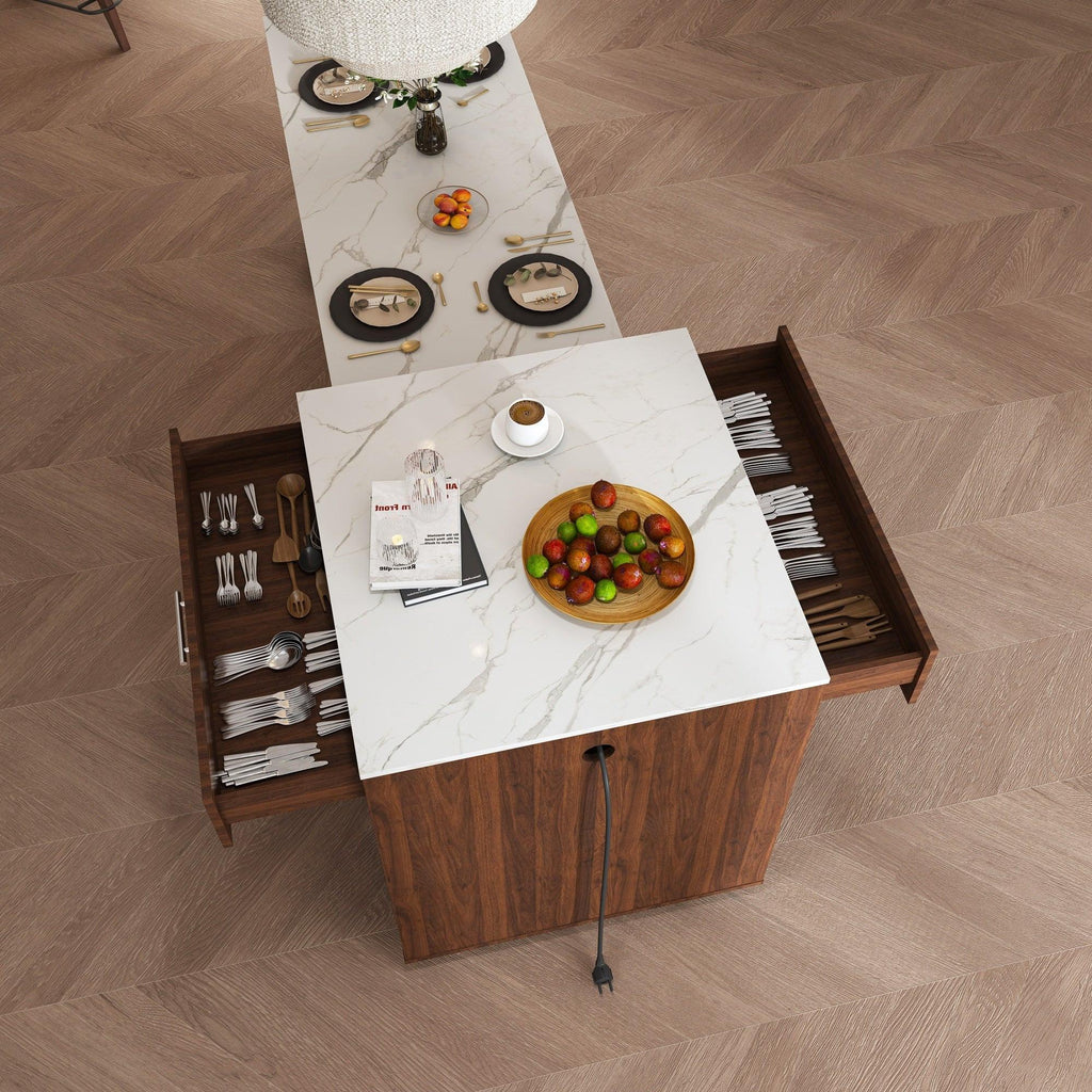 80-Inch Expandable Kitchen Island Dining Set with 4 Chairs.