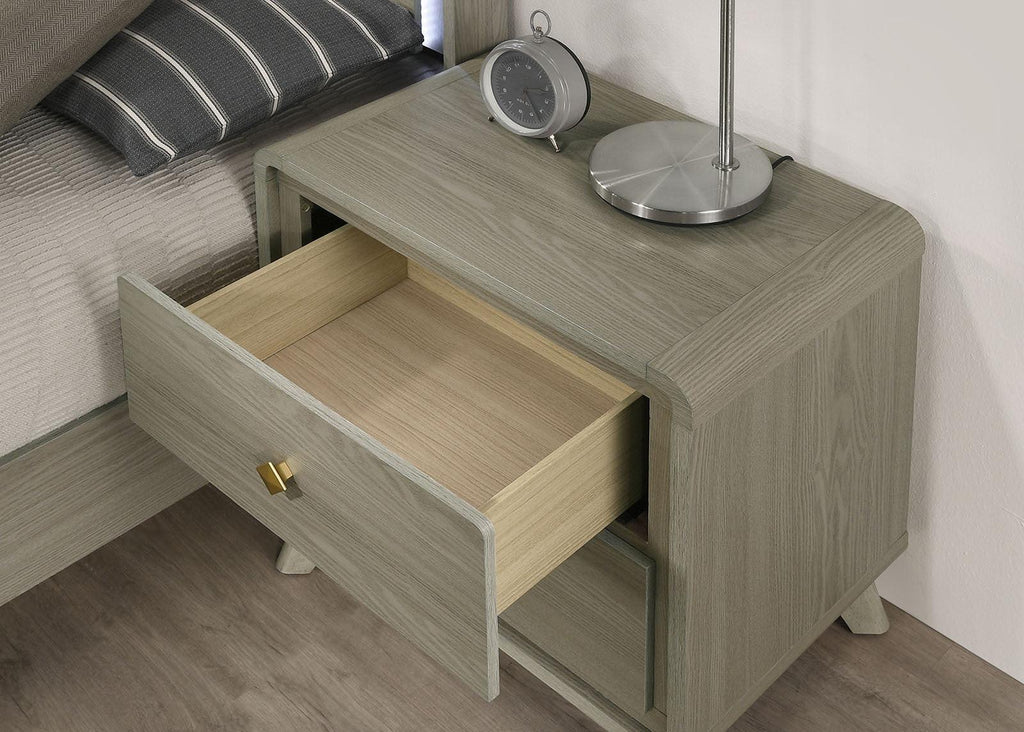 Gray Contemporary Nightstand with 2 Drawers.