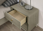 Gray Contemporary Nightstand with 2 Drawers.