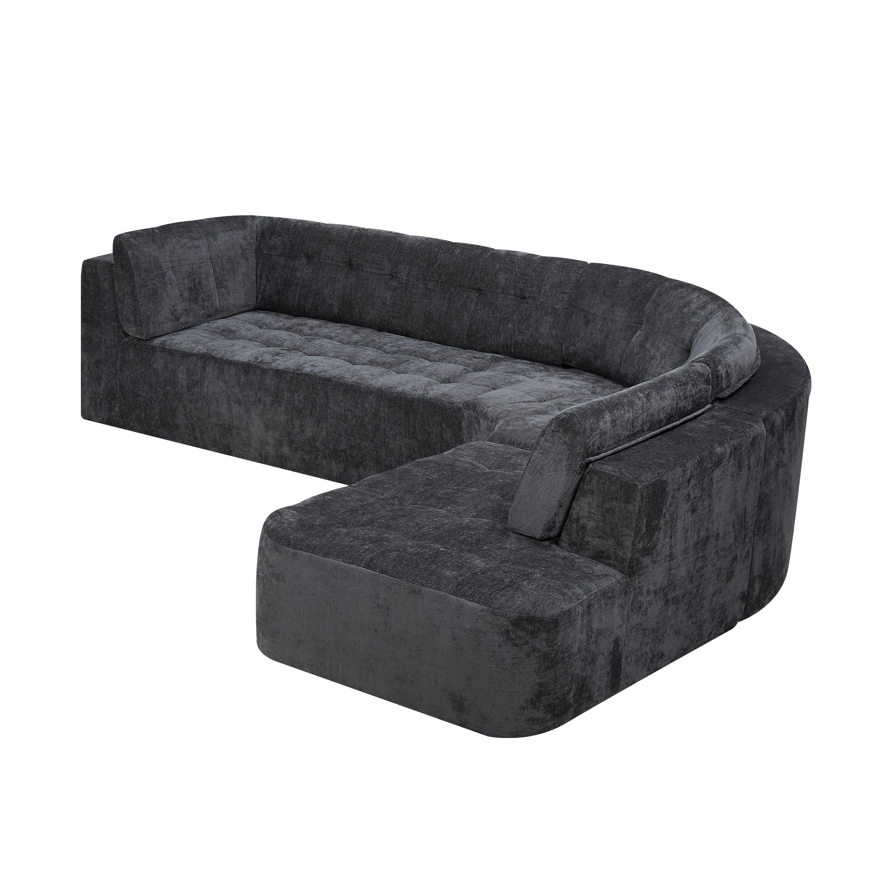 Curved L-Shaped Sectional Sofa for Modern Living Spaces.