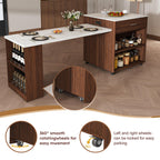 80-inch Expandable Kitchen Island with Dining Table.