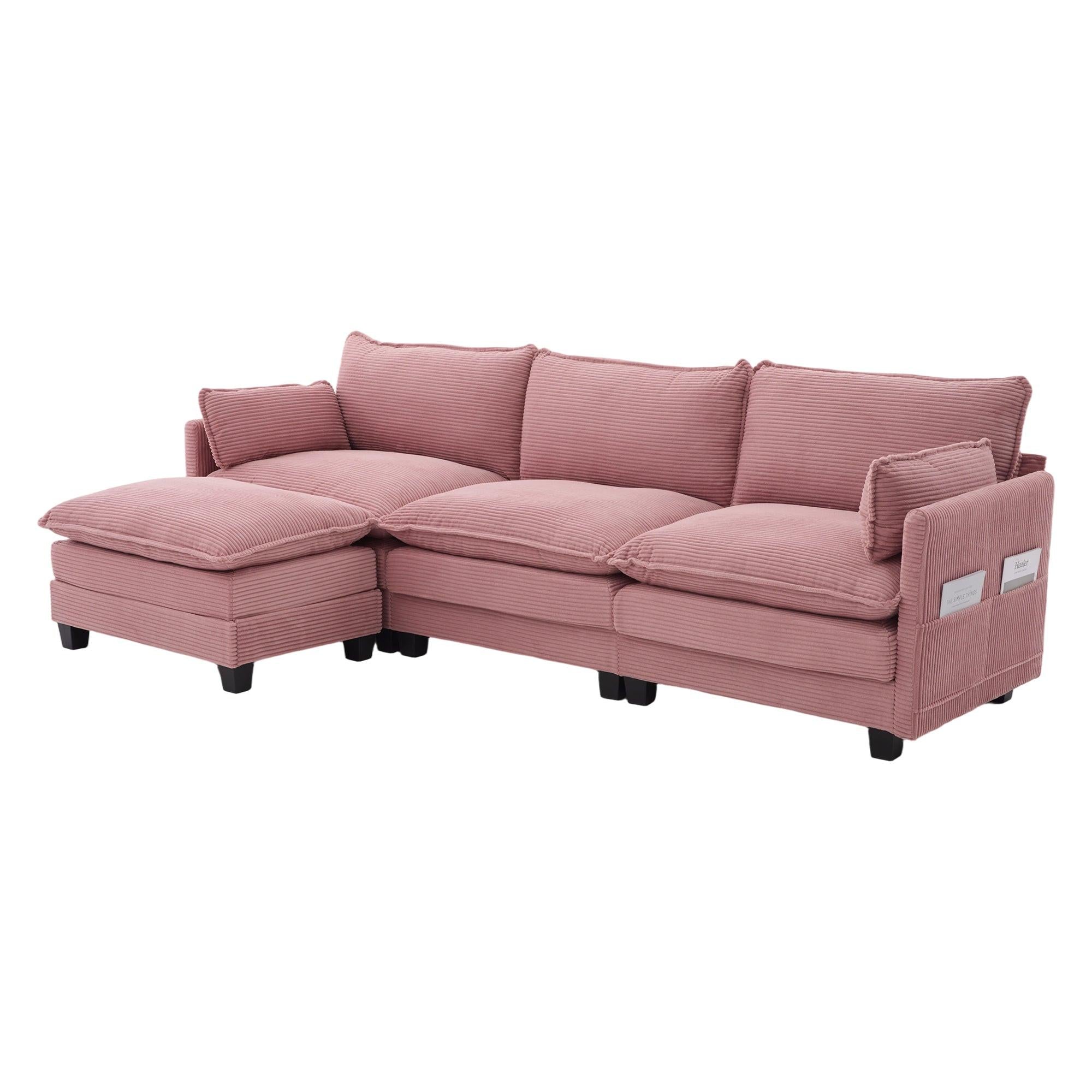 Oversized Modular Sectional Sofa with Movable Ottoman.