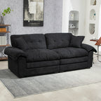 84-Inch Black Chenille Loveseat with Memory Foam and Throw Pillows