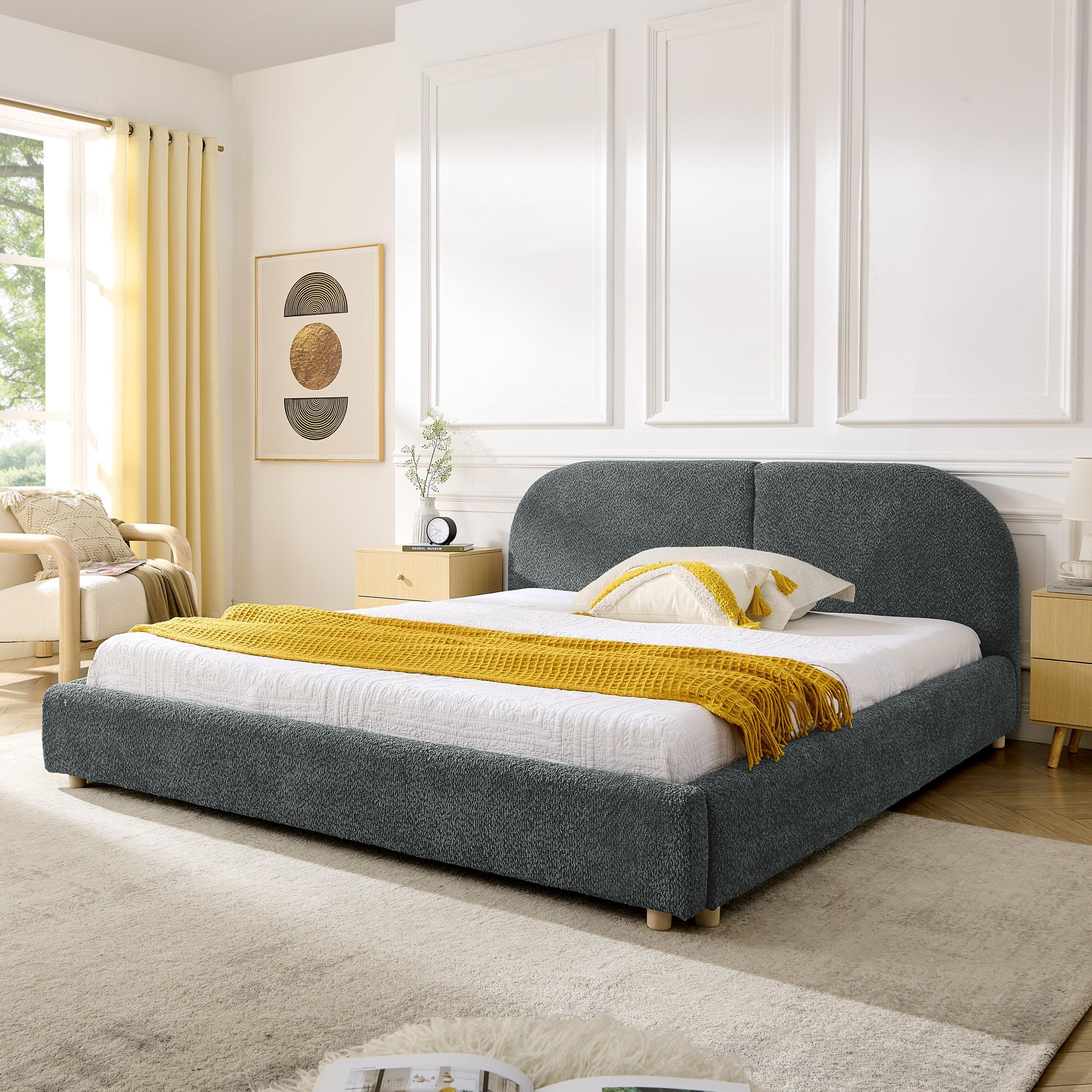 Queen Size Upholstered Bed Frame - Modern Minimalist Design.