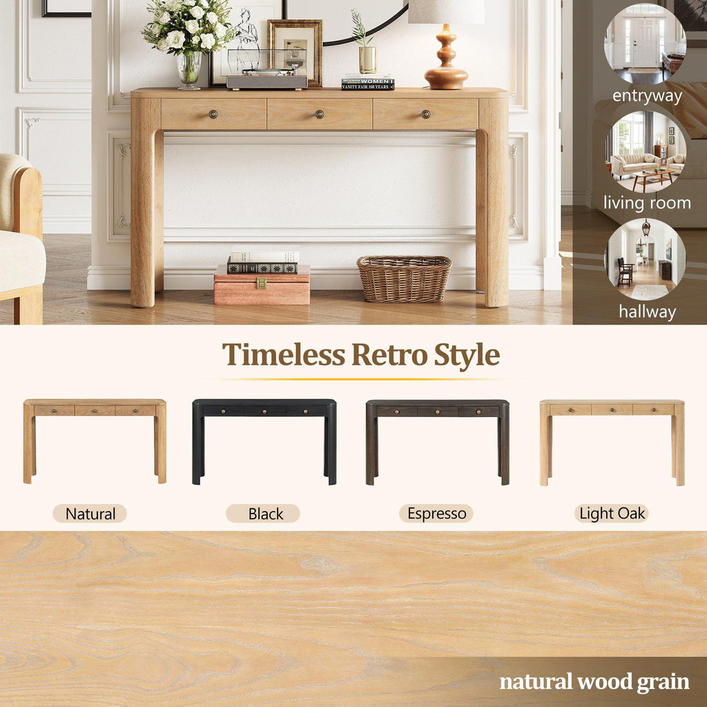 TREXM Rustic Console Table with Drawers for Entryway & Living Room.