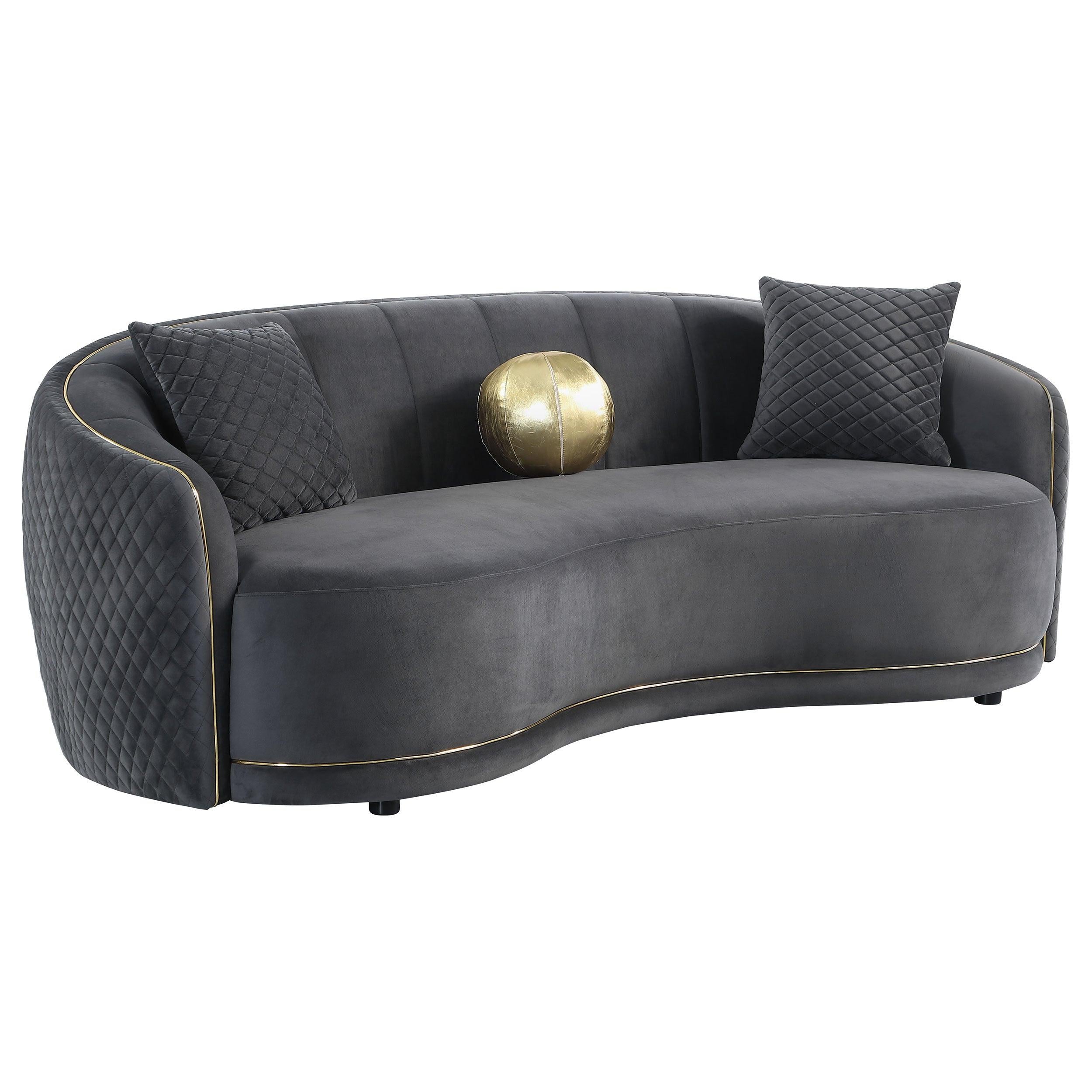 Lorraine Dark Grey Upholstered Sofa Set.