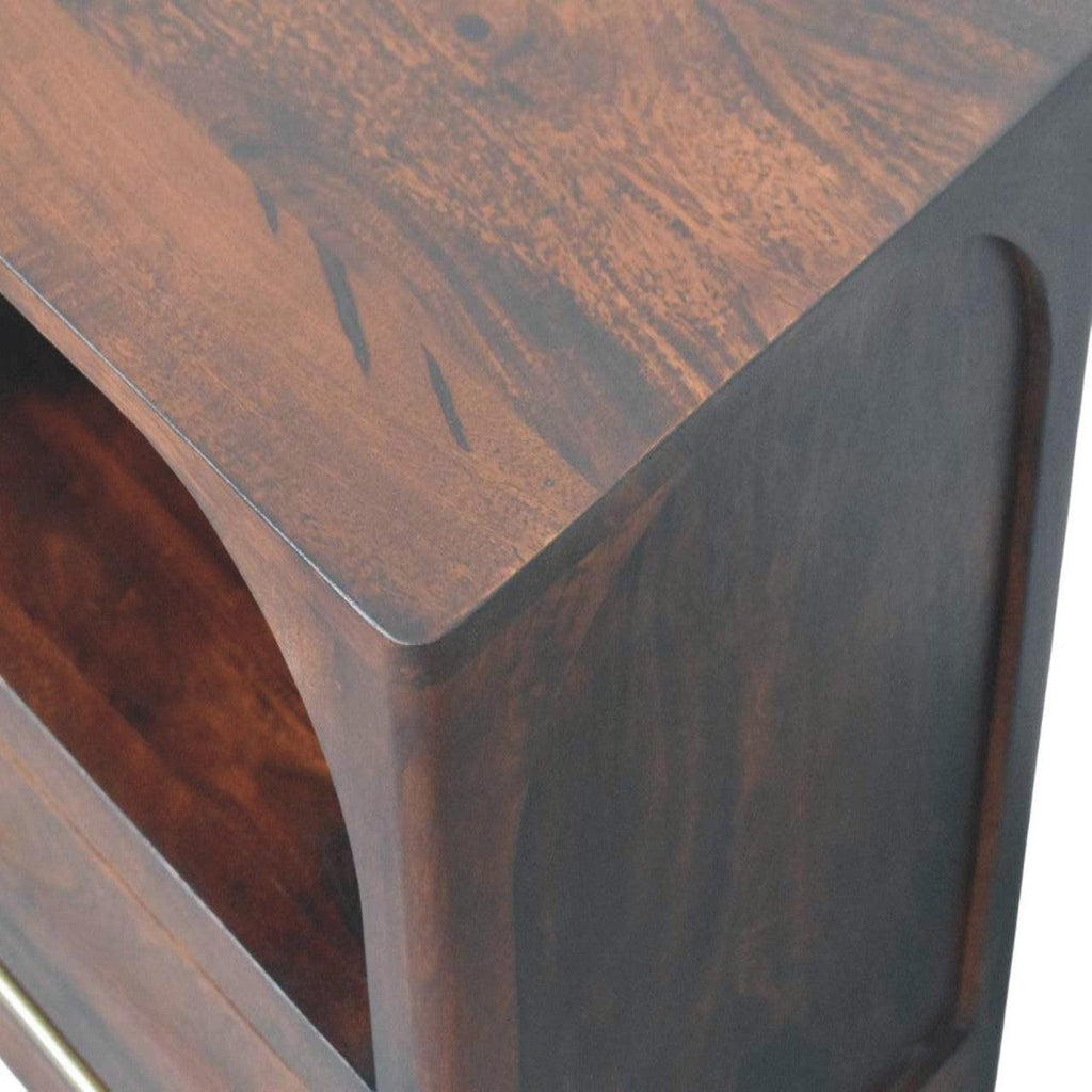 Solid Wood Arched Edge 1 Drawer Bedside Table.