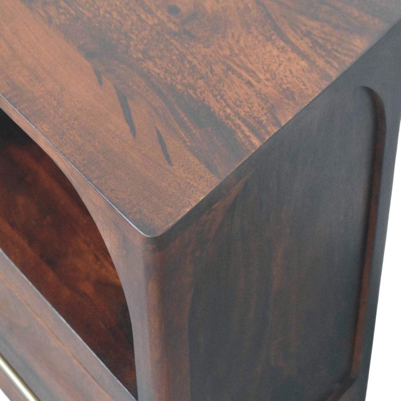Solid Wood Arched Edge 1 Drawer Bedside Table.