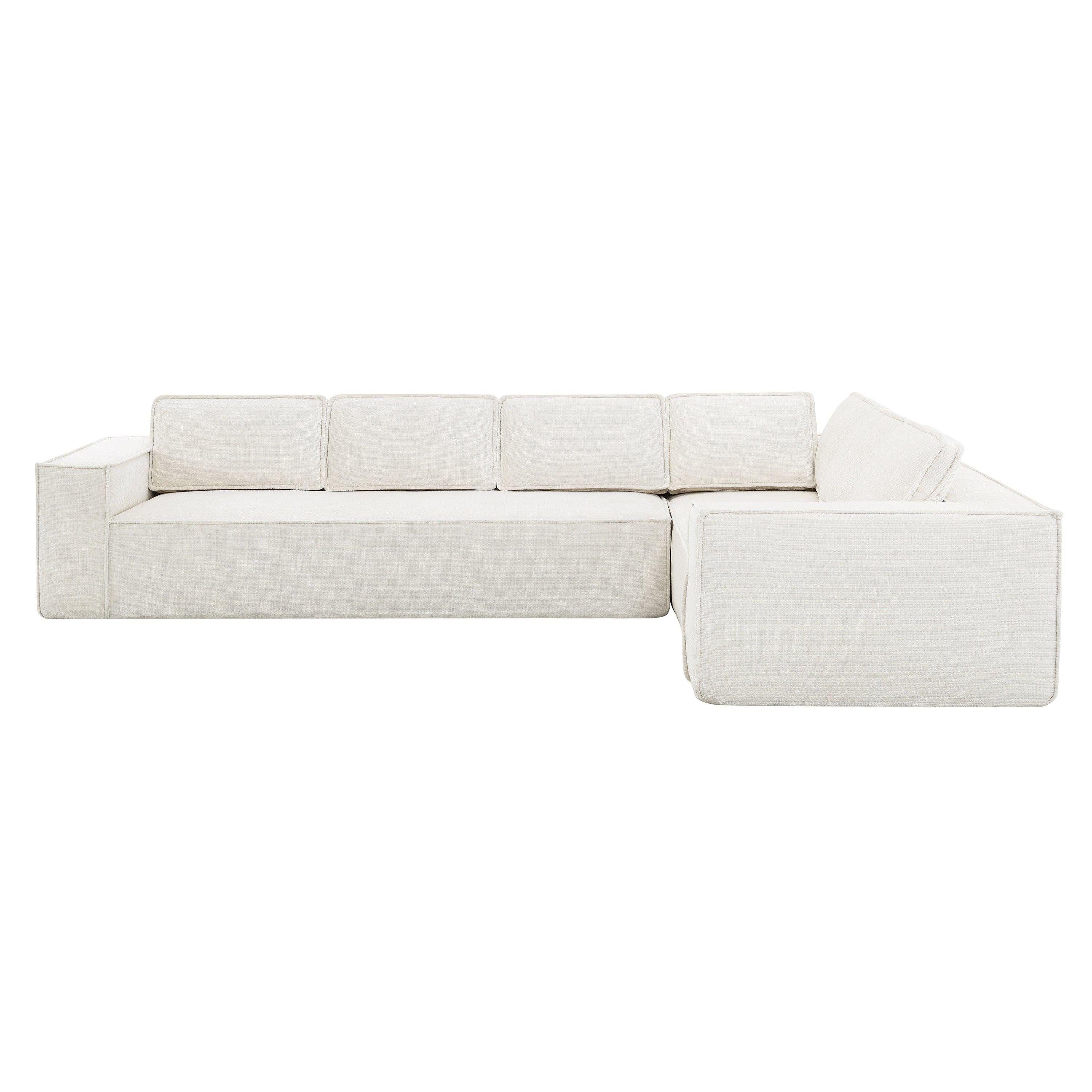 Minimalist Modular Sectional Sofa with Wrinkle-Resistant Fabric.
