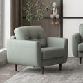 Radwan Pesto Green Leather Accent Chair with Walnut Tapered Legs