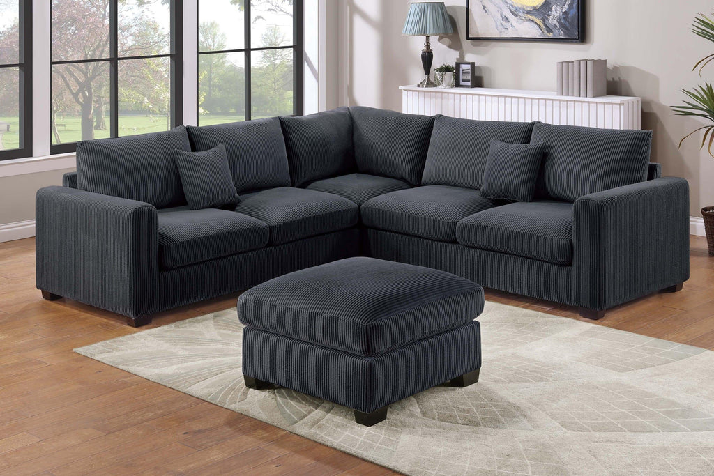 Spacious Modern Sectional Set with Cocktail Ottoman.