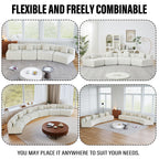 Chenille Curved Sectional Sofa with 2 Pillows.