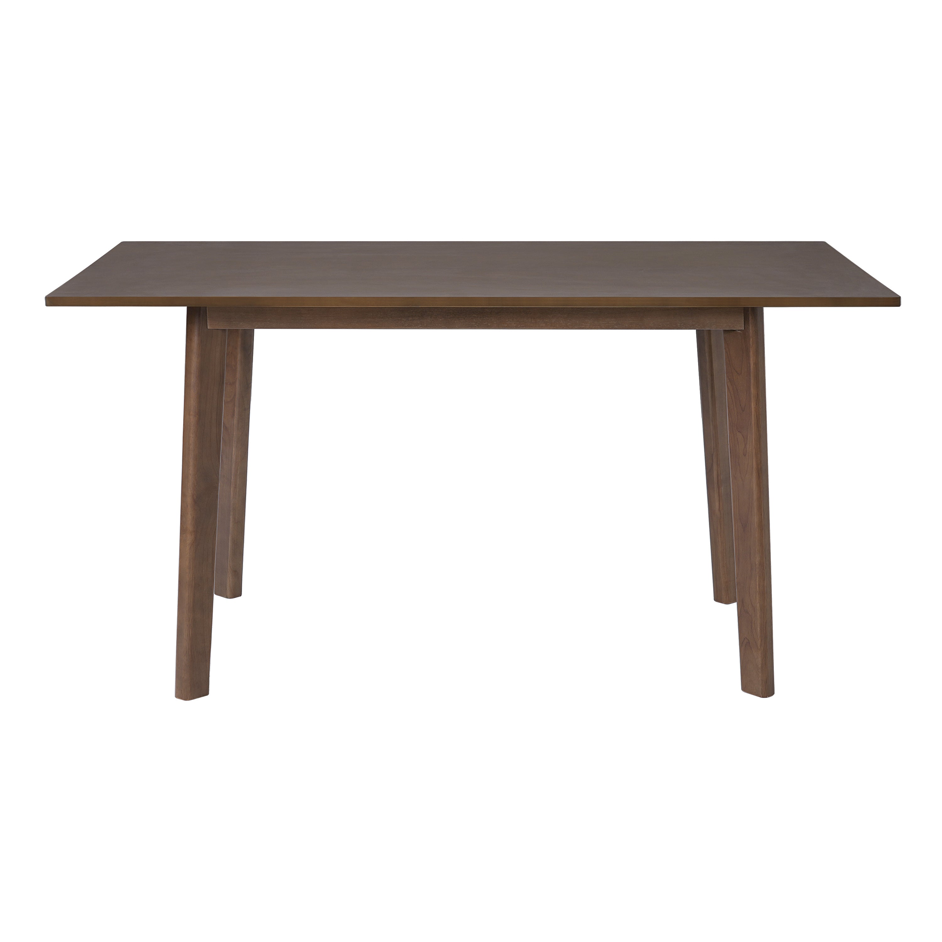 Front view of modern wood dining table with clean lines. Minimalist design ideal for contemporary interiors.