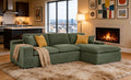 Dark Green Polyester Blend 3-Seater Sectional with Side Storage