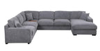 Chiara 128'W Light Gray Chenille Sectional Sofa with Chaise.