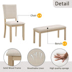 6 Piece Dining Table Set with Bench for Dining Room.