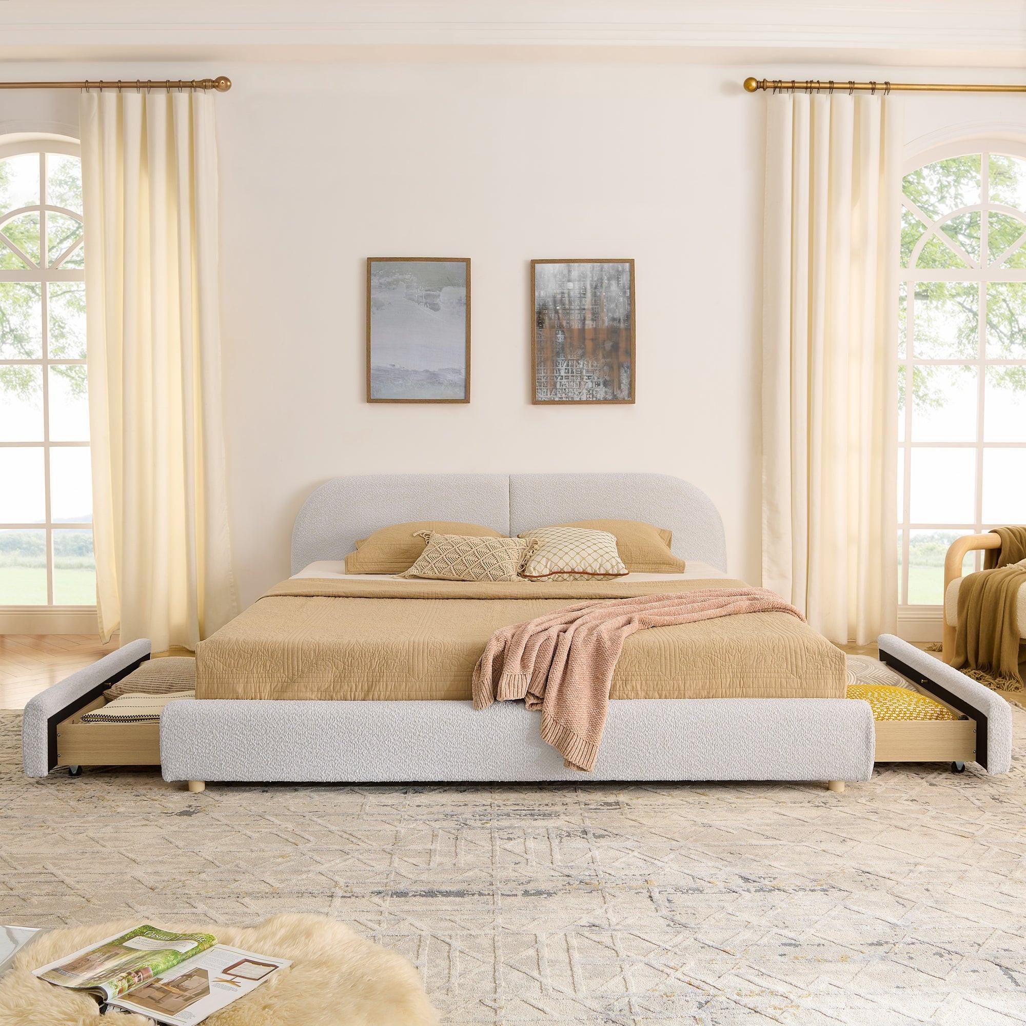King Size Upholstered Bed Frame - Modern Minimalist Design.