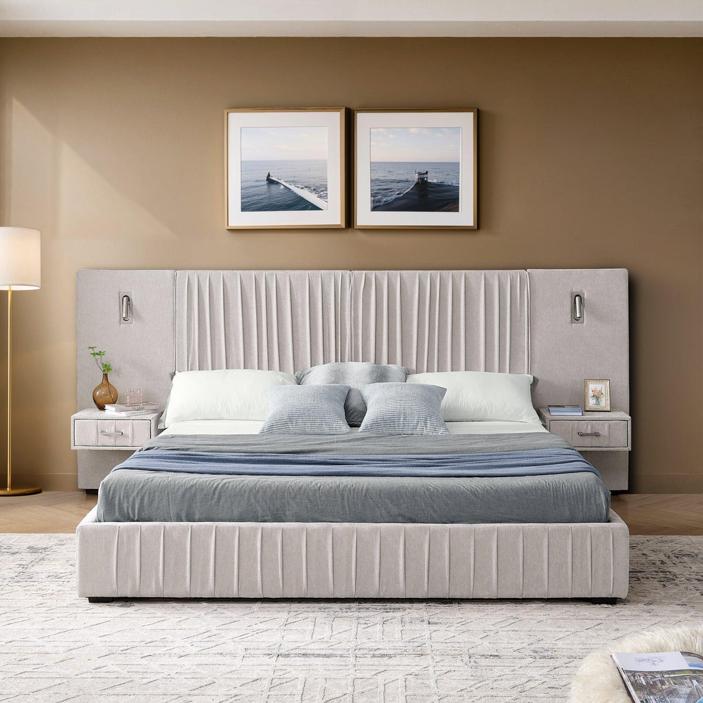 Elegant Queen Upholstered Bed Frame with Headboard.