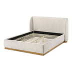 Queen Size Boucle Upholstered Bed with Wingback Headboard.