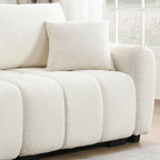 Modular Sectional Sofa with Movable Ottoman & Boucle Fabric.