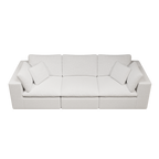 Modular Sectional Sofa in White with Plush Corduroy Fabric.