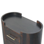 Artisan Solid Wood Velvet Mocha Bedside Table.
