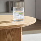 Length 39.37 Inch Modern Coffee Table,MDF Oval Coffee Table for Living Room,Small Coffee Table with Sturdy Pedestal for Apartment,Bedroom,OAK