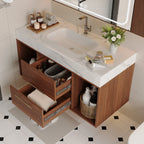 39.4 '' Floating Bathroom Vanity with Ceramic sink,Wall Mounted Vanity 2 Soft Close Drawer and white slate top Bathroom Vanity