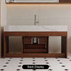 39.4 '' Floating Bathroom Vanity with Ceramic sink,Wall Mounted Vanity 2 Soft Close Drawer and white slate top Bathroom Vanity