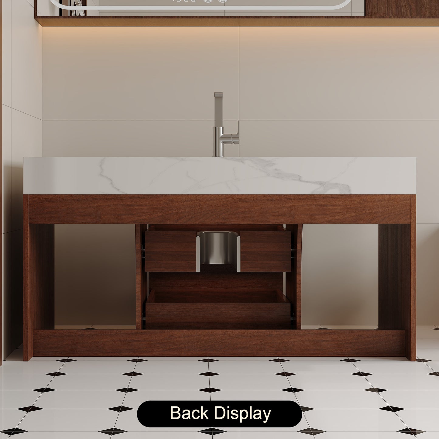 39.4 '' Floating Bathroom Vanity with Ceramic sink,Wall Mounted Vanity 2 Soft Close Drawer and white slate top Bathroom Vanity