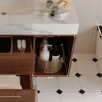 39.4 '' Floating Bathroom Vanity with Ceramic sink,Wall Mounted Vanity 2 Soft Close Drawer and white slate top Bathroom Vanity