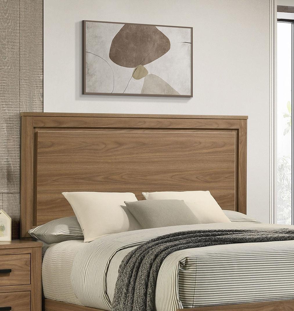 Queen Size Walnut Chestnut Bedroom Set with Dresser and Mirror.