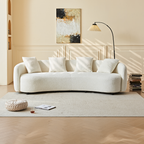 Modern Curved Velvet Sofa with 4 Pillows for Living Room.