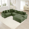 Green Corduroy 4-Seater Oversized Modular Sectional with Ottoman