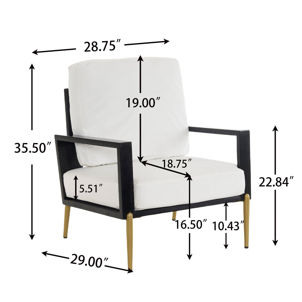 Mid-Century Modern Armchair - White Velvet and Gold Legs.