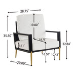 Mid-Century Modern Armchair - White Velvet and Gold Legs.