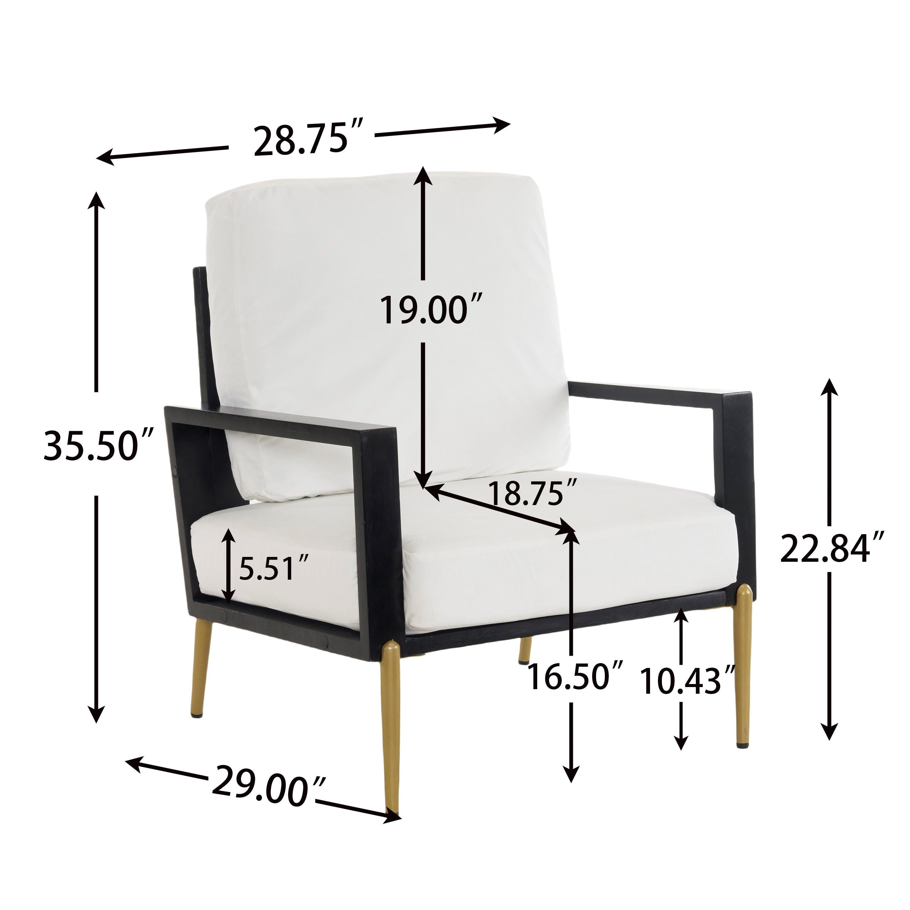 Mid-Century Modern Armchair - White Velvet and Gold Legs.