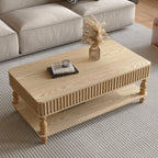 Lift top coffee table with hidden storage and elegant wood grain finish, blending functionality with modern aesthetics.