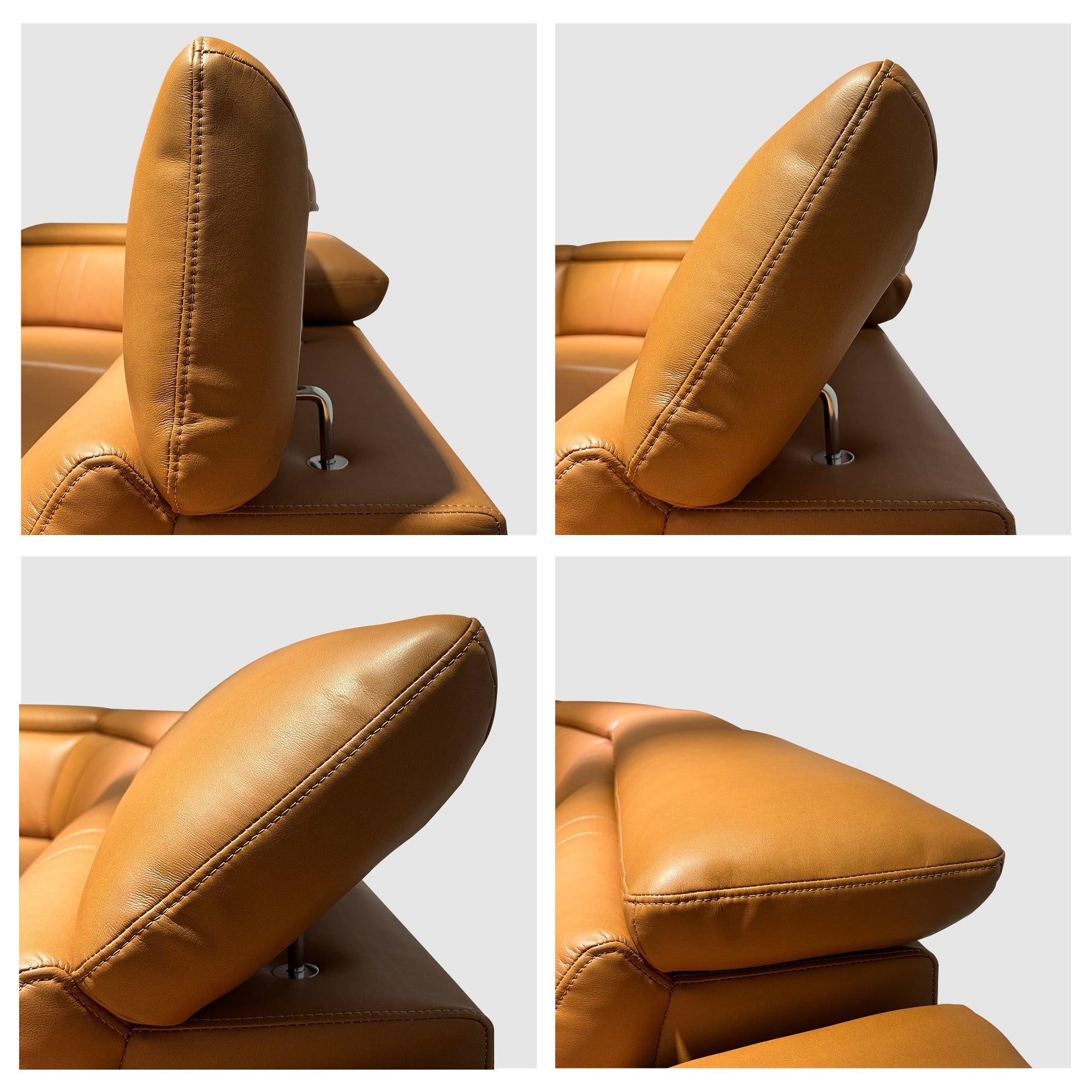 4-Piece Modular Leather Sofa with Cup Holders for Living Room.