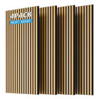 Wood Panels for Wall Slat Wall Panels, 4PC Wood Slat Acoustic Panels for Wall and Ceiling - 3D Fluted Sound Absorbing Panel with Three Sides Fully Wrapped on Wood Finish -45.27''X23.62''(White Oak)
