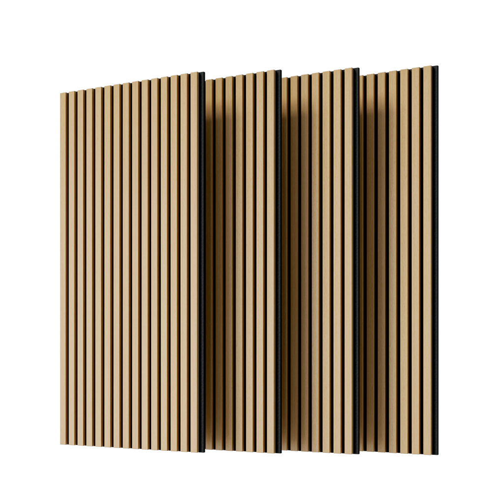 Wood Panels for Wall Slat Wall Panels, 4PC Wood Slat Acoustic Panels for Wall and Ceiling - 3D Fluted Sound Absorbing Panel with Three Sides Fully Wrapped on Wood Finish -45.27''X23.62''(White Oak)