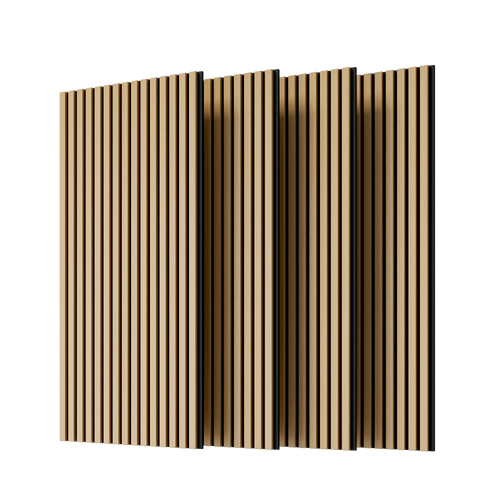 Wood Panels for Wall Slat Wall Panels, 4PC Wood Slat Acoustic Panels for Wall and Ceiling - 3D Fluted Sound Absorbing Panel with Three Sides Fully Wrapped on Wood Finish -45.27''X23.62''(White Oak)