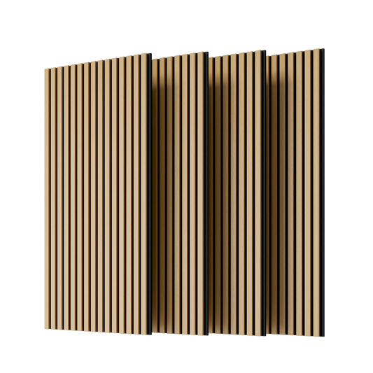 Wood Panels for Wall Slat Wall Panels, 4PC Wood Slat Acoustic Panels for Wall and Ceiling - 3D Fluted Sound Absorbing Panel with Three Sides Fully Wrapped on Wood Finish -45.27''X23.62''(White Oak)