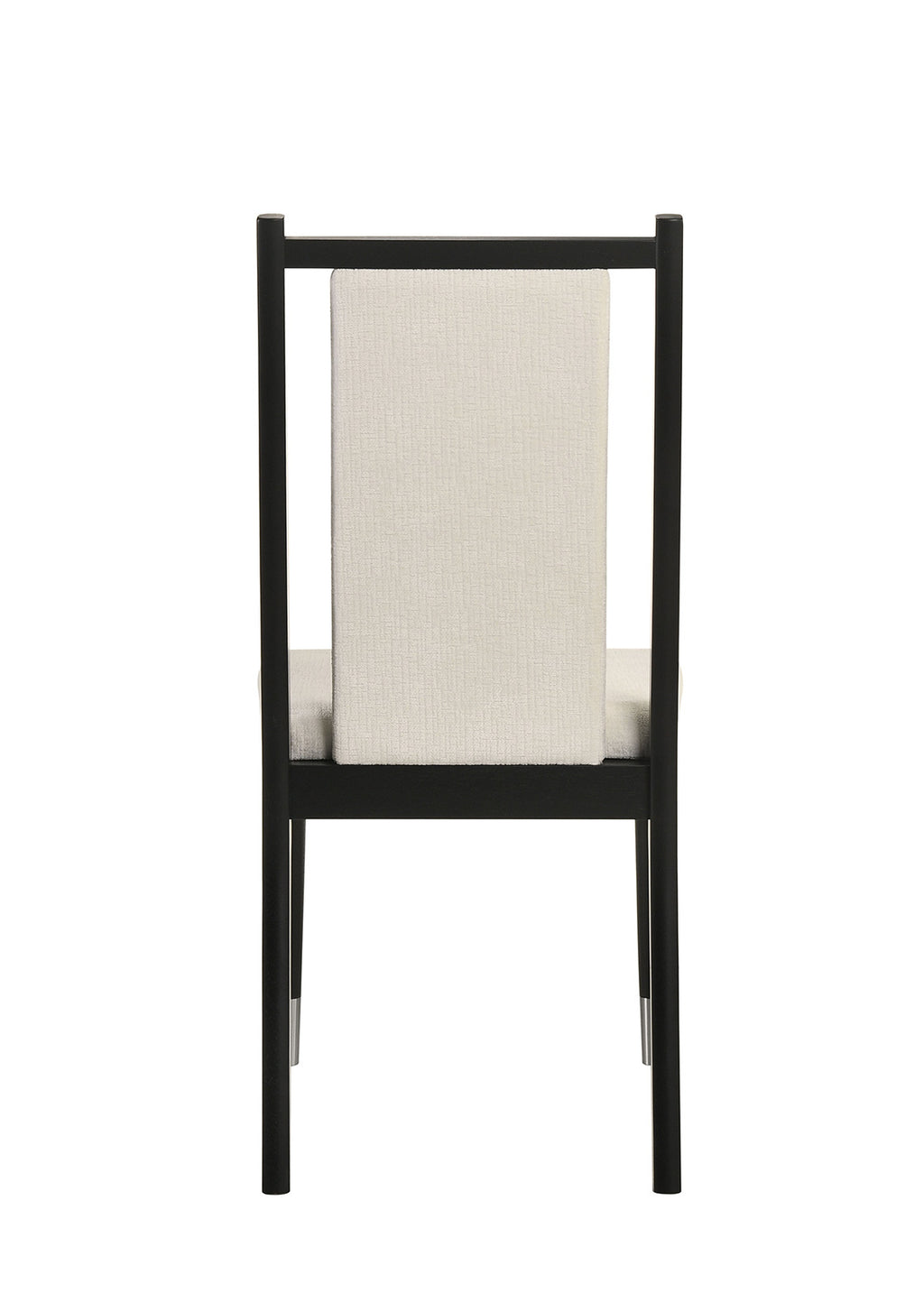Rear view of Contemporary Dining Side Chair - Modern Seating | 2pc Set with black frame and white cushioned backrest for modern interiors.