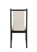 Rear view of Contemporary Dining Side Chair - Modern Seating | 2pc Set with black frame and white cushioned backrest for modern interiors.