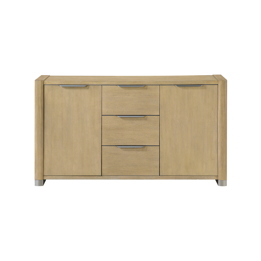 Morgan Natural Solid Wood Buffet with 3 Drawers and 2 Cabinets
