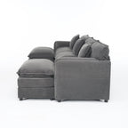 Modular Sectional Sofa - Grey Chenille Couch Set.