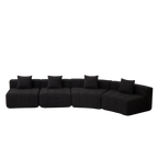 Chenille Curved Sectional Sofa with 4 Pillows.