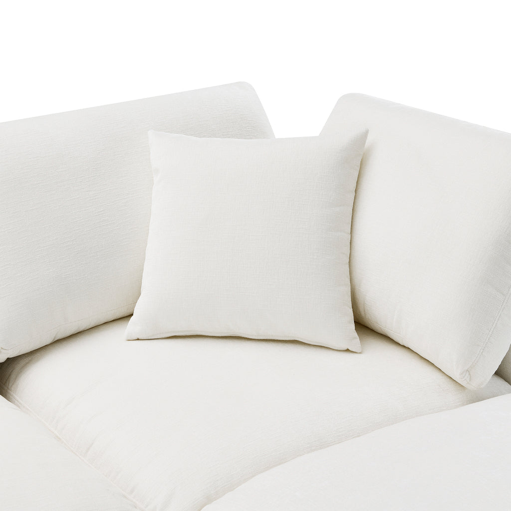 Corner seat of 130' Modular Sofa Bed - Convertible 6 Seat Sectional with matching throw pillow, offering cozy and stylish seating.